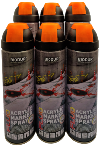 Farba Geodezyjna spray LEŚNY 6 sztuk POMARAŃCZOWY