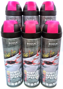 Farba Geodezyjna spray do znakowania- 6 szt RÓŻOWY