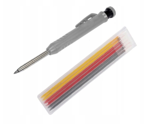 Ołówek automatyczny budowlany 1 szt + 6 rysików wbudowana temperówka