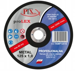 Tarcza Płaska do metalu WYSOKA JAKOŚC 125 x 1,0 x 22,23 mm (9526)